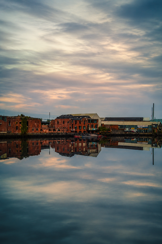 belfast skyline river lagan blue hour