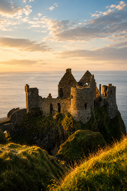 dunluce castle giants causeway coastline sunset