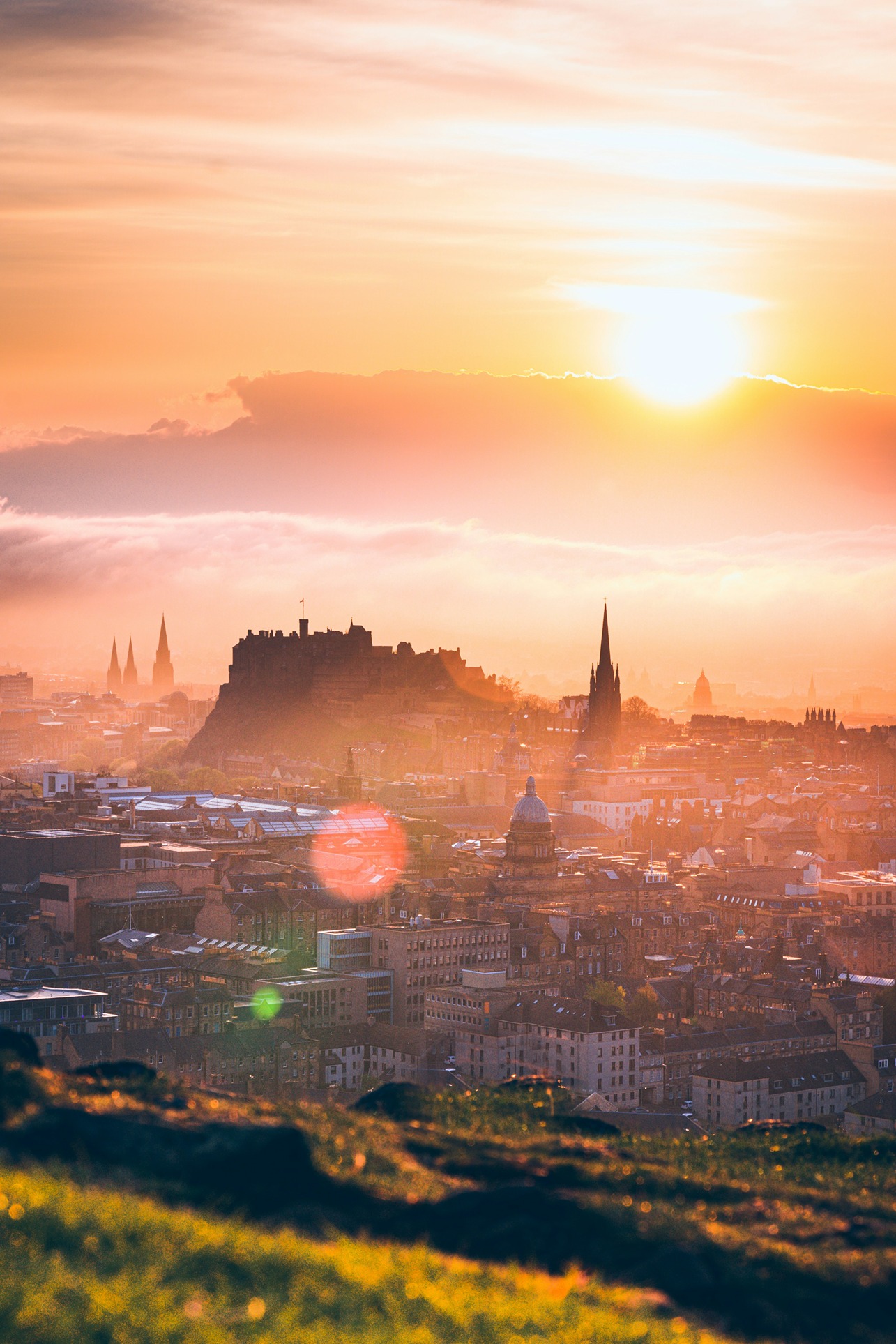 Seasonal allure edinburgh view during sunset in summer