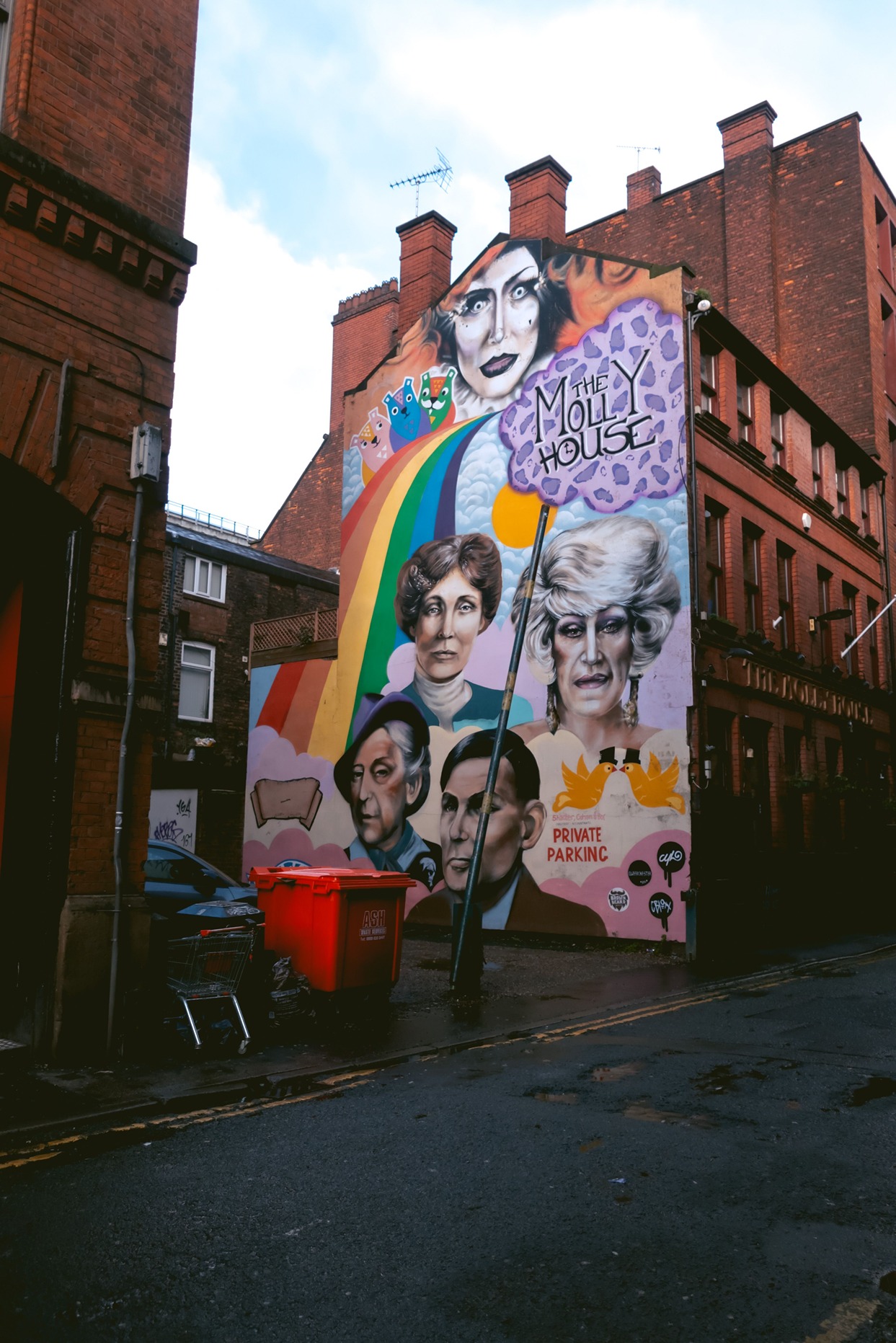 Culture and character public art mural on red bricks