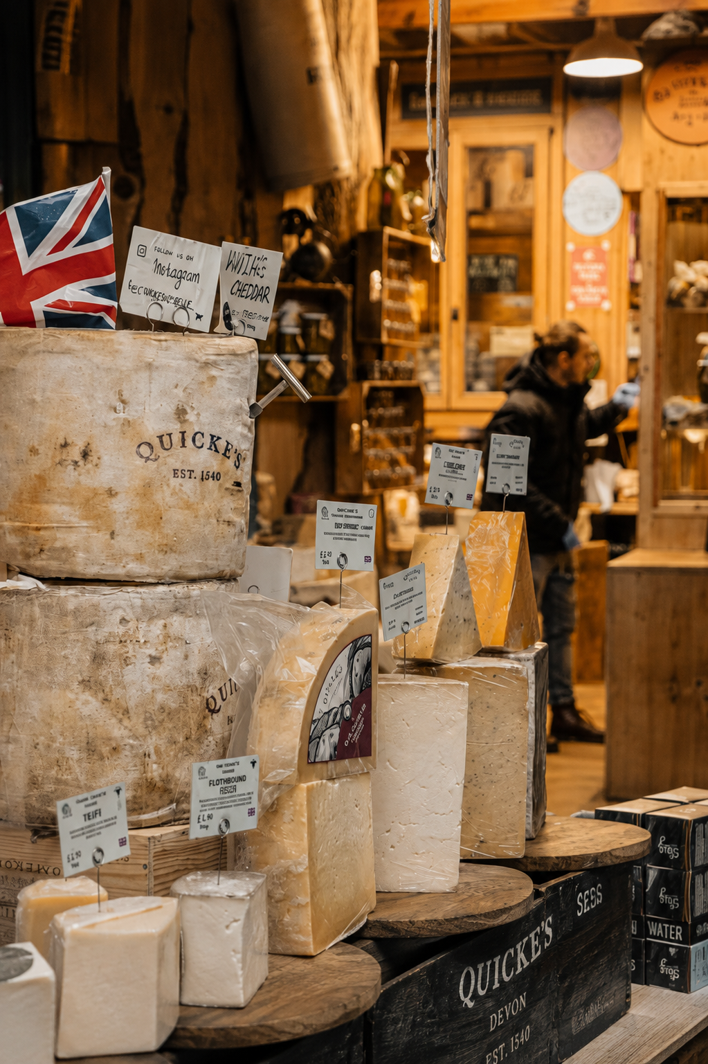 Borough Market in London showcasing artisan food stalls, local produce and gourmet delicacies in a historic covered market.