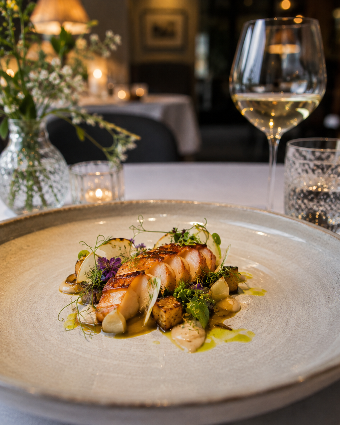 Artfully plated fine dining dish from a Michelin-starred tasting menu